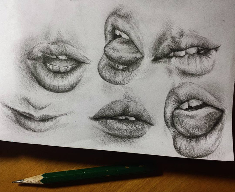 Open mouths and lips for art practice