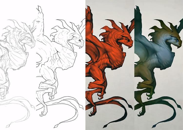 Creature progression concept art Digital Painting Studio