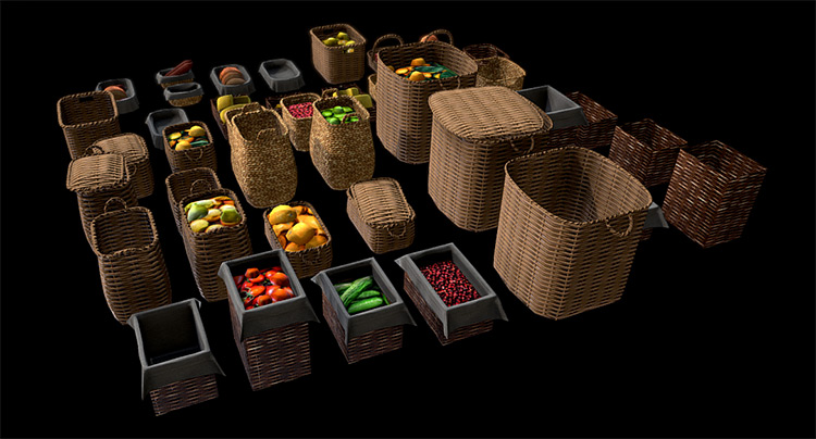 3d rendered fruit baskets