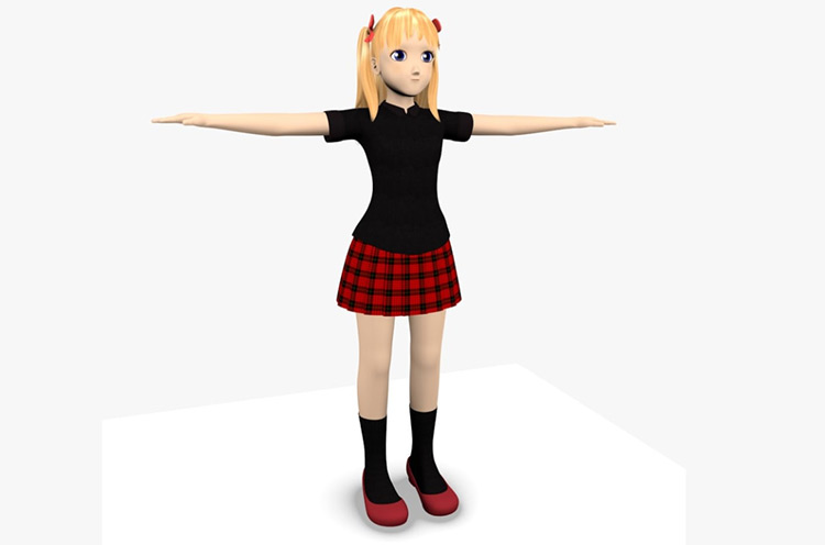 CARTOON cute girl - BLENDER Version 3D model rigged