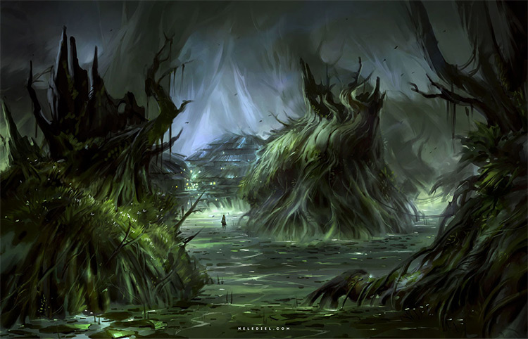 dark swamp painting