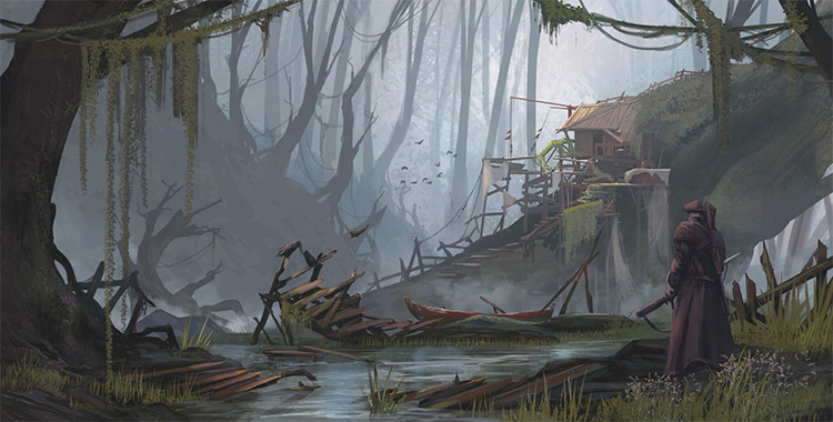 swamp house environment concept art