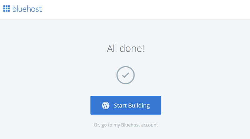 all done one-click install bluehost