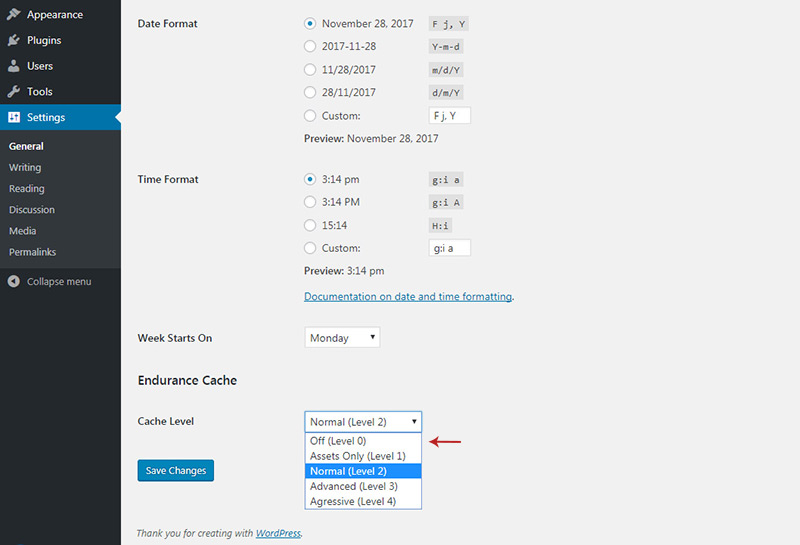 change bluehost caching disable