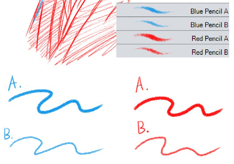 Red & Blue Pencil Brushes