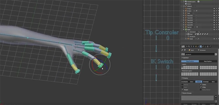 Rigging a hand in blender