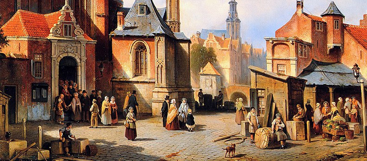 Realist painting of city streets