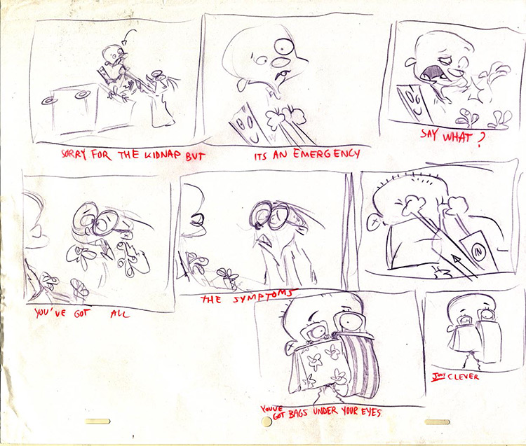EEnE storyboard page with Johnny