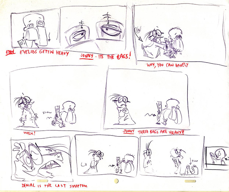 EEnE storyboard second page with Johnny