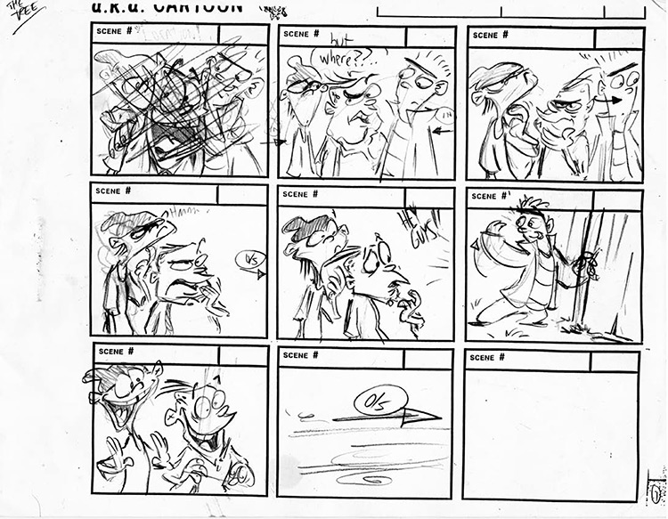 Storyboarding sample sketches by Scott Diggs Underwood