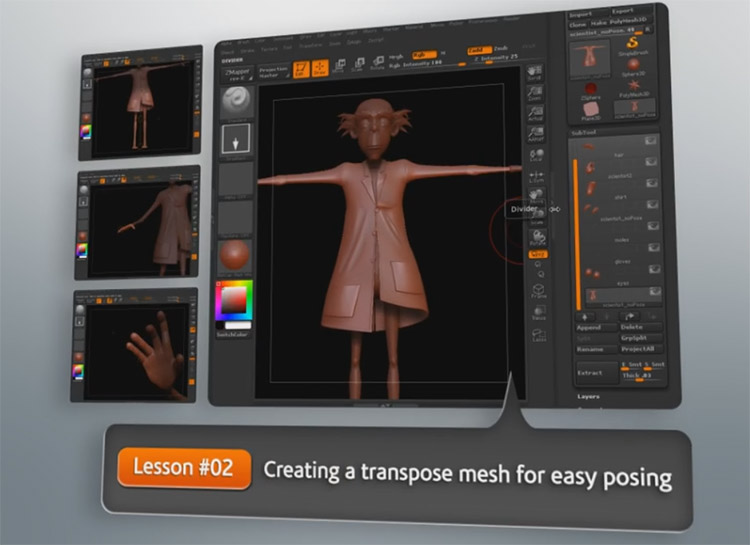 posing characters zbrush