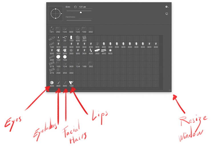 140 Anime Eyes Shape Stamp Brushes