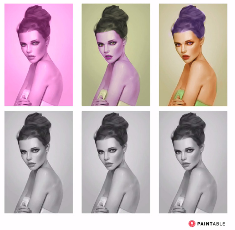 Digital Painting Academy - sample of portrait coloring