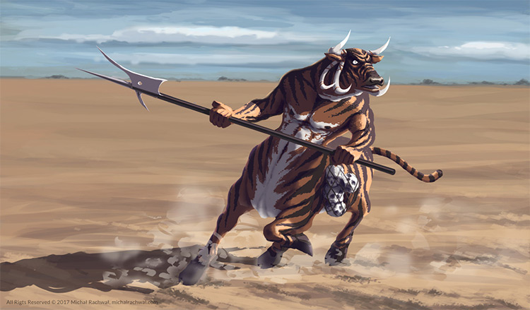 tiger stripes centaur creature