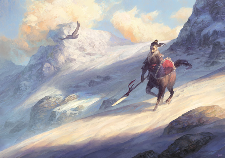 russian centaur scout in mountains
