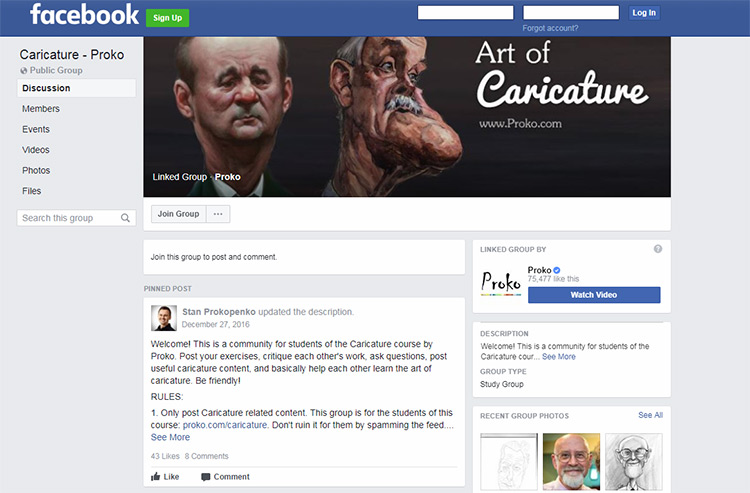 art of caricature course facebook