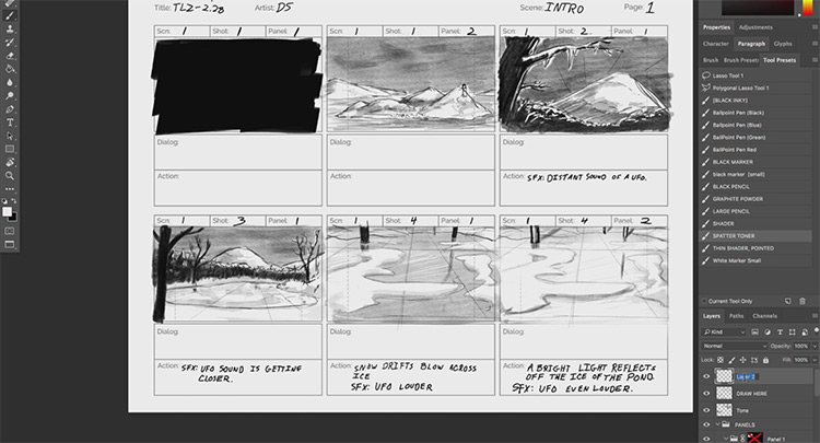 photoshop storyboard sample bloop course