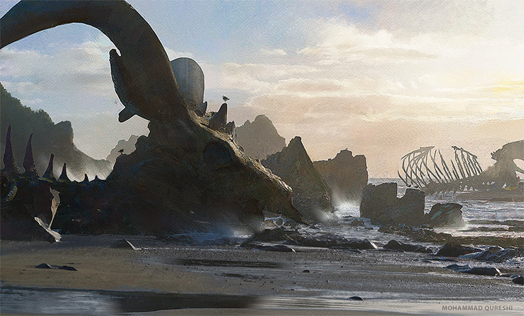 Coastline painting environment concept art