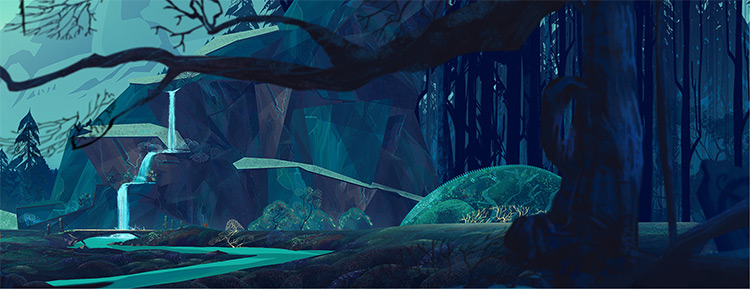 Stylized forest environment concept art