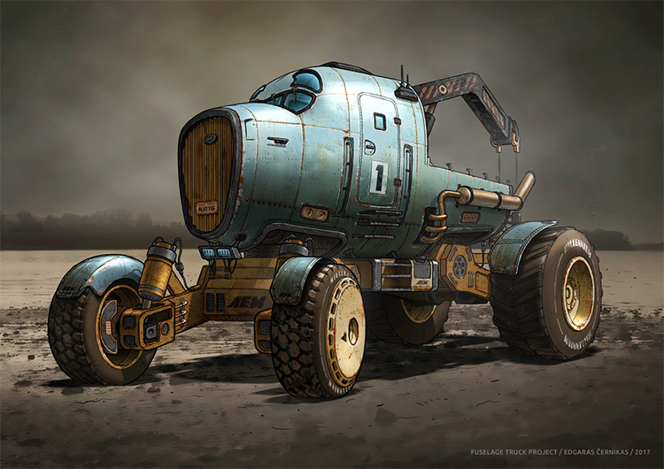 Truck with fuselage concept art