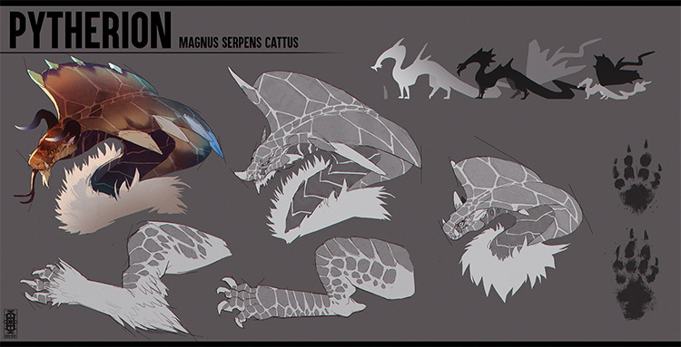 Pytherion creature fantasy design concept