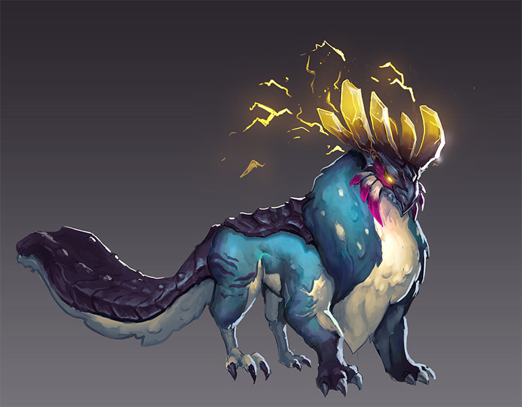 Blue beast creature design concept