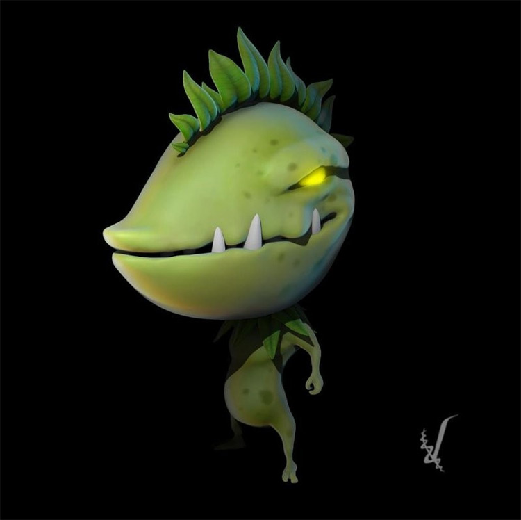 Seedius green creature concept in 3D
