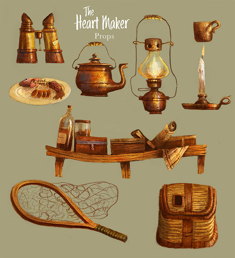 Camping style concept art props