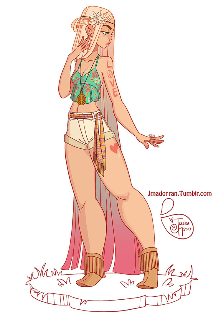 Hippie girl character