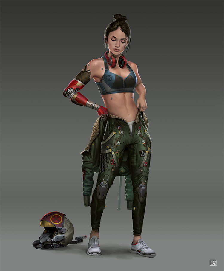 Girl in flight gear outfit