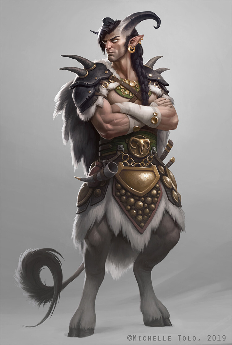 Faun half goat warrior concept