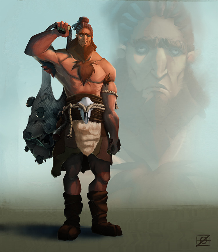 Stylized caveman character concept