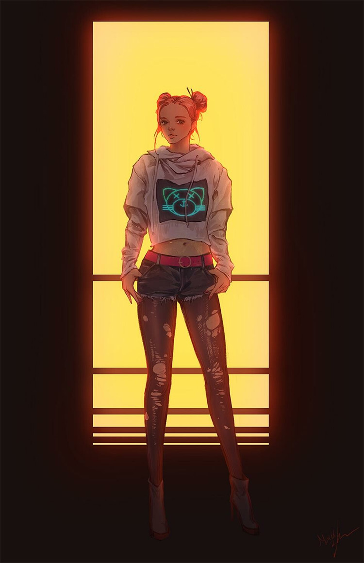 Girl with light hair, digital drawing/painting