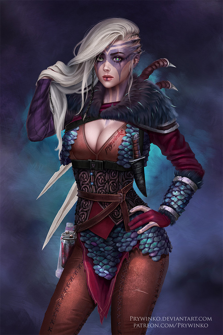 Blonde warrior girl character design
