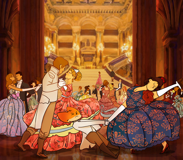 Dancing character illustration scene - digital painting