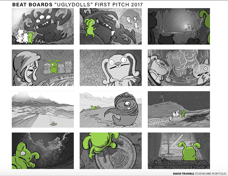 Beat Boards preview for Uglydolls - storyboard by David Trumble
