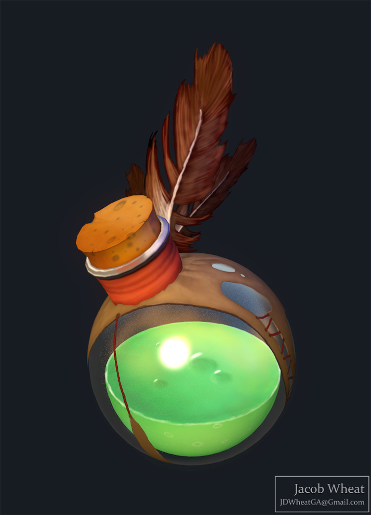 green rounded potion bottle