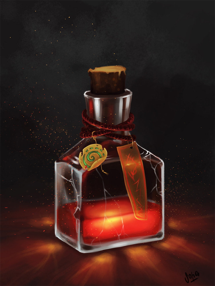 red potion bottle concept