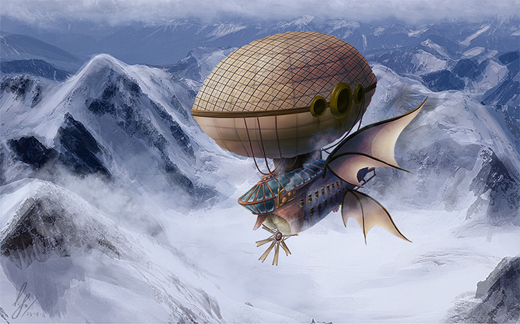 steampunk airship concept art