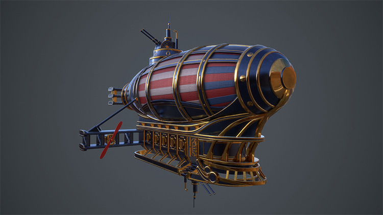 golden design flying ship