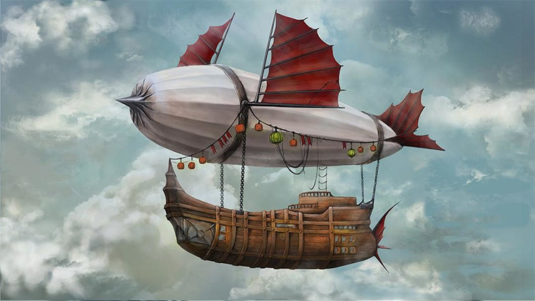 flying ship in the air