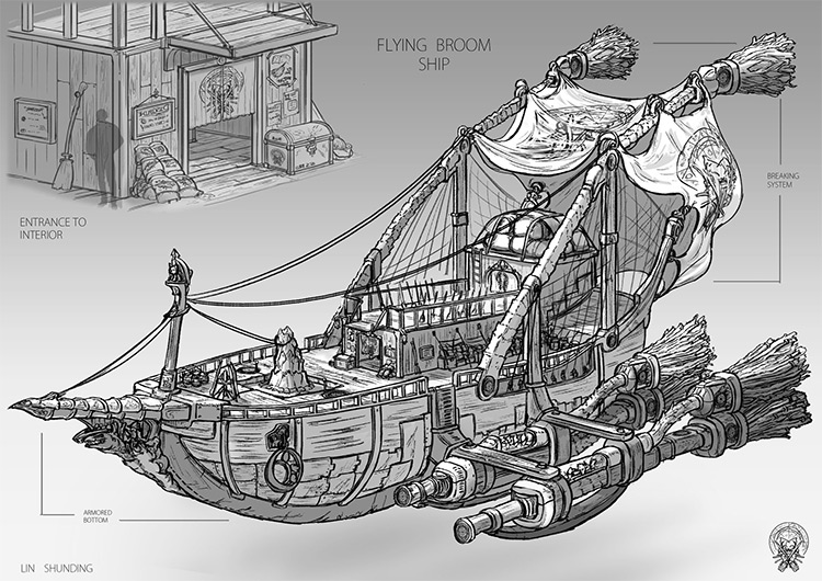 flying ship concept art structure