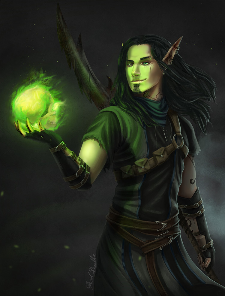 green glowing orb elf