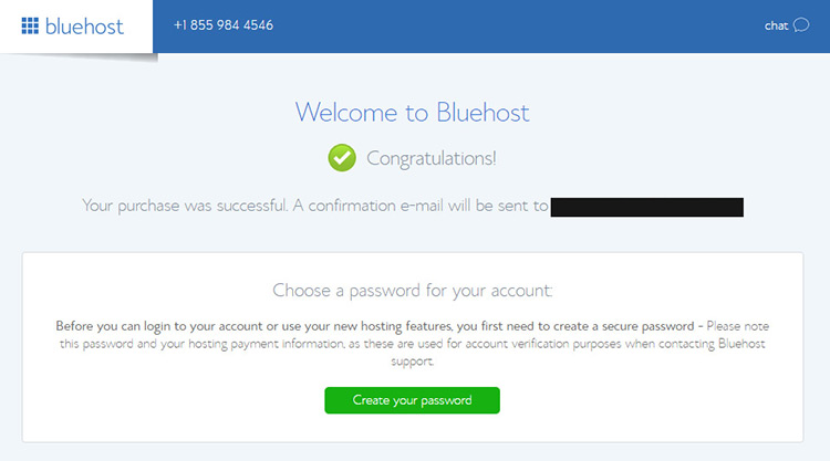 create bluehost password