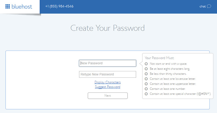 create password for new account