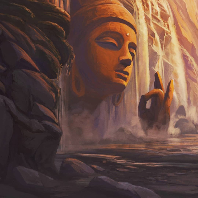 Buddhist environment digital painting