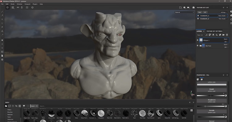 Substance Painter working on a bust