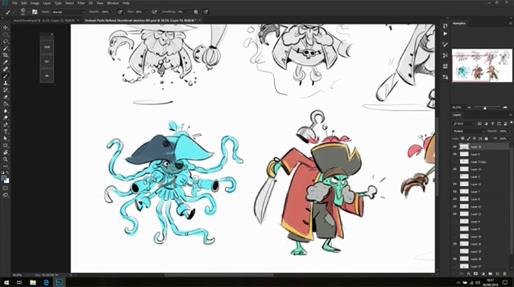 Rough illustrations sketches of pirate character