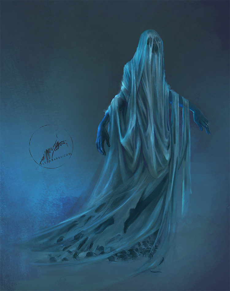 Wraith with a drape creature concept art