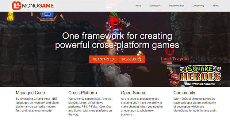 Monogame engine homepage